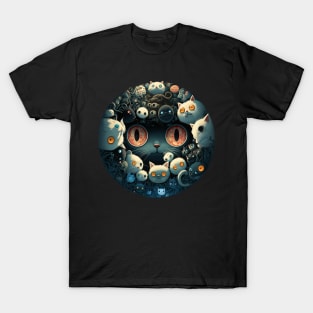 Creepy Kawaii Alien Cat Infestation T-Shirt